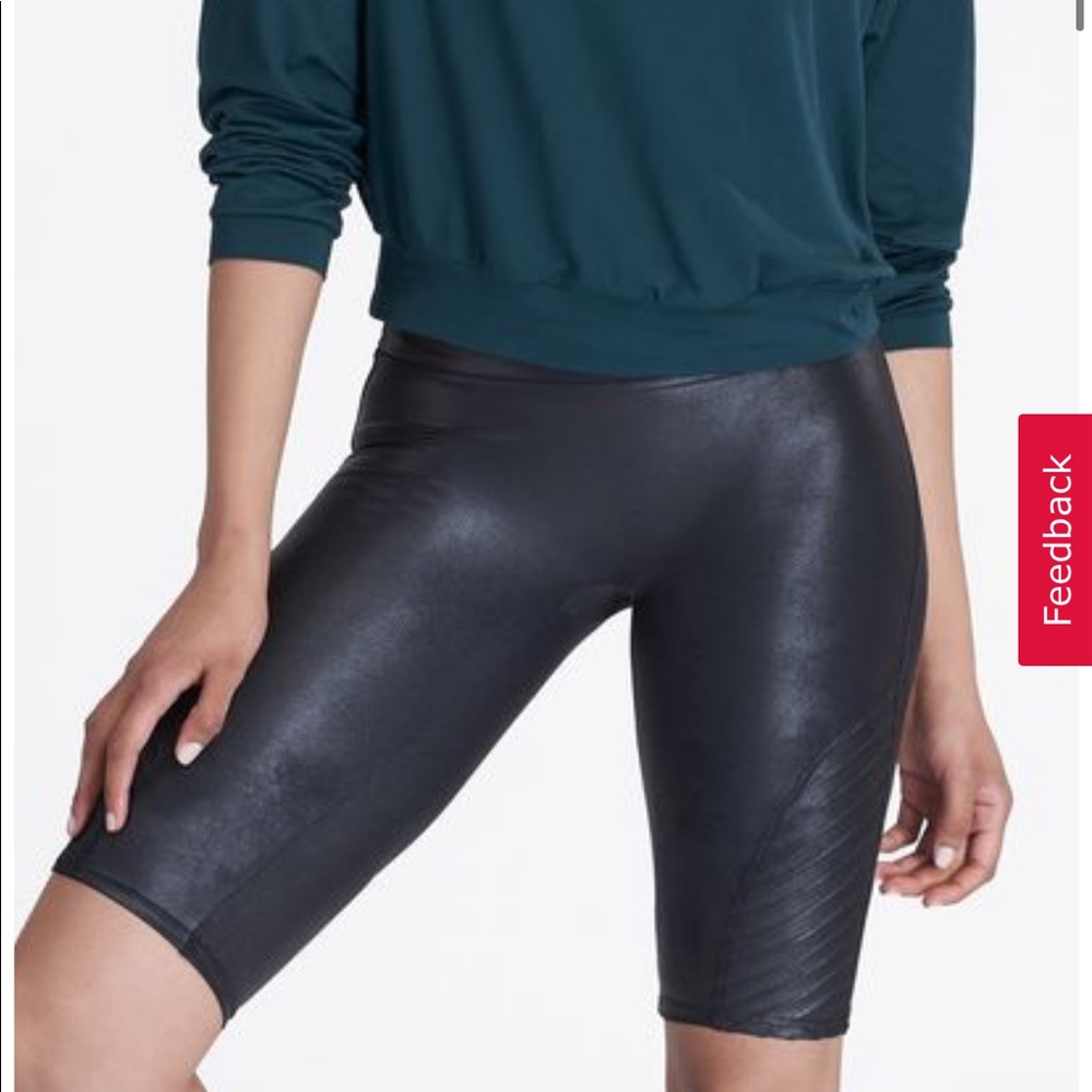 Spanx Faux Leather Moto Bike Shorts